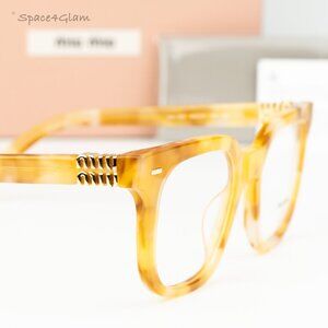 BRAND NEW Miu Miu MU06XV 13U1O1 Havana Cream Square Unisex Eyeglasses 0MU 06XV